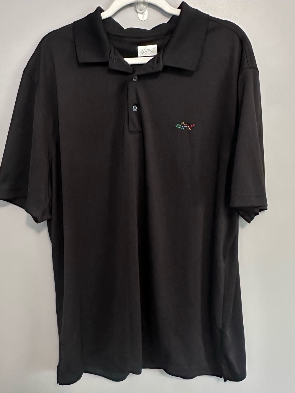 Greg Norman Play Dry Polo Shirt Men’s XXL Black Performance Golf Shark Logo